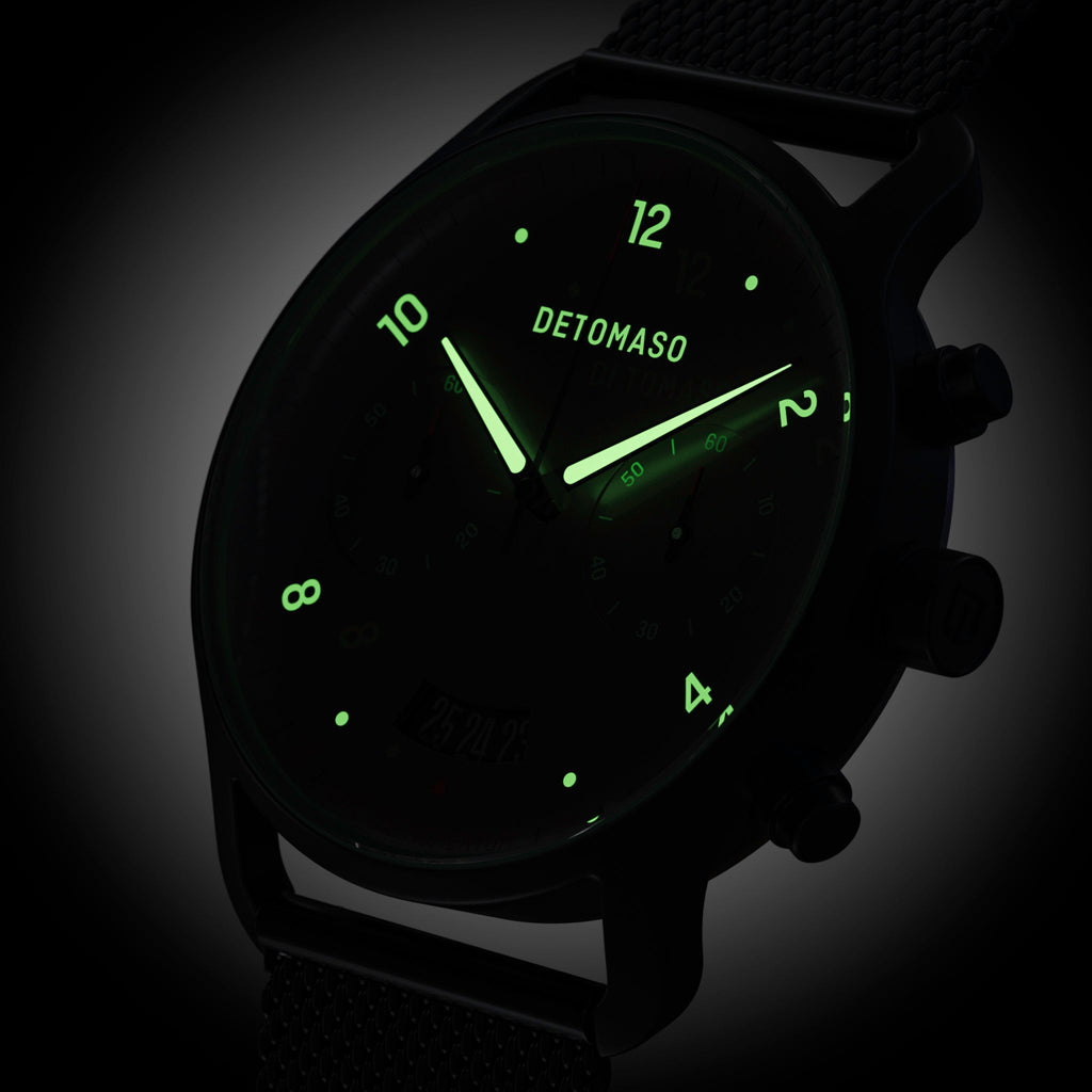 SORPASSO CHRONO GRAY MINT - Mesh Black Matte - Detomaso Watches