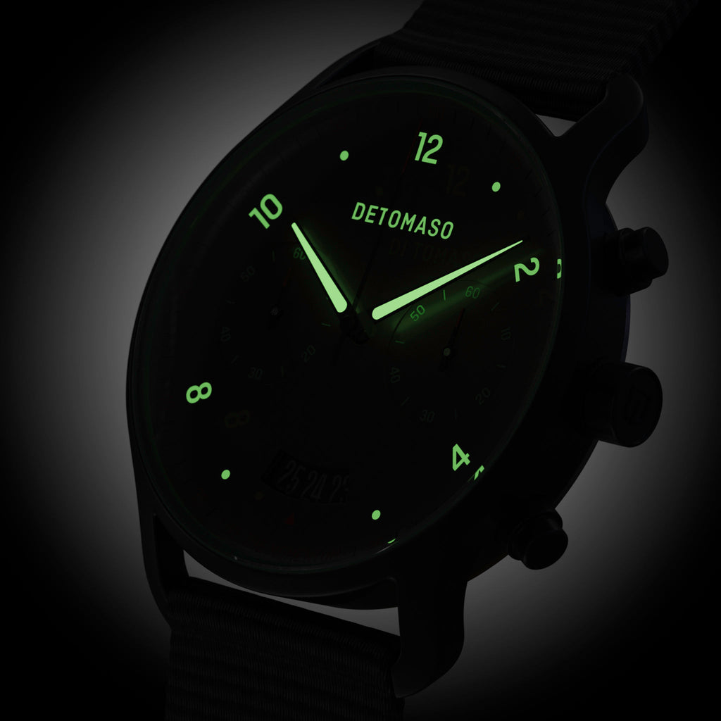 SORPASSO CHRONO GRAY MINT - #tide Ocean Material® Black Woven - Detomaso Watches