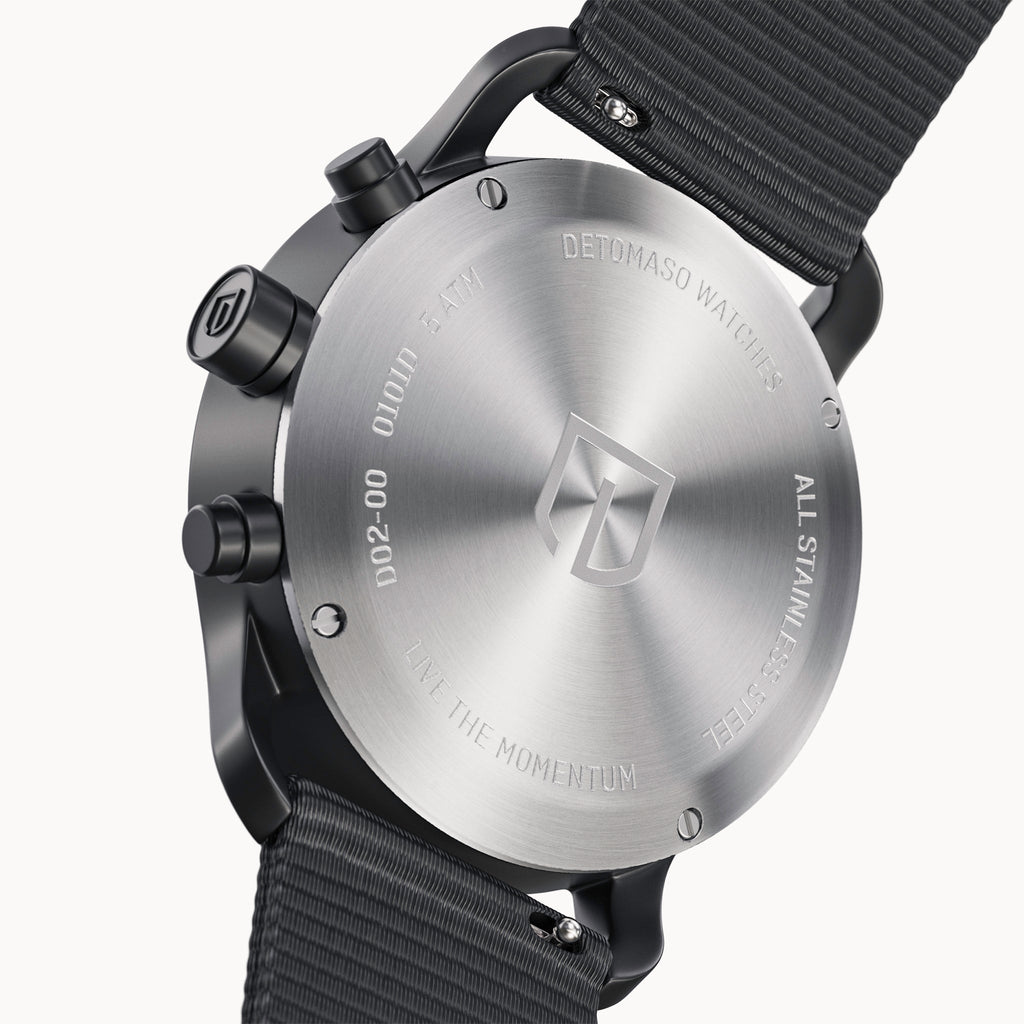 SORPASSO CHRONO GRAY MINT - #tide Ocean Material® Black Woven - Detomaso Watches