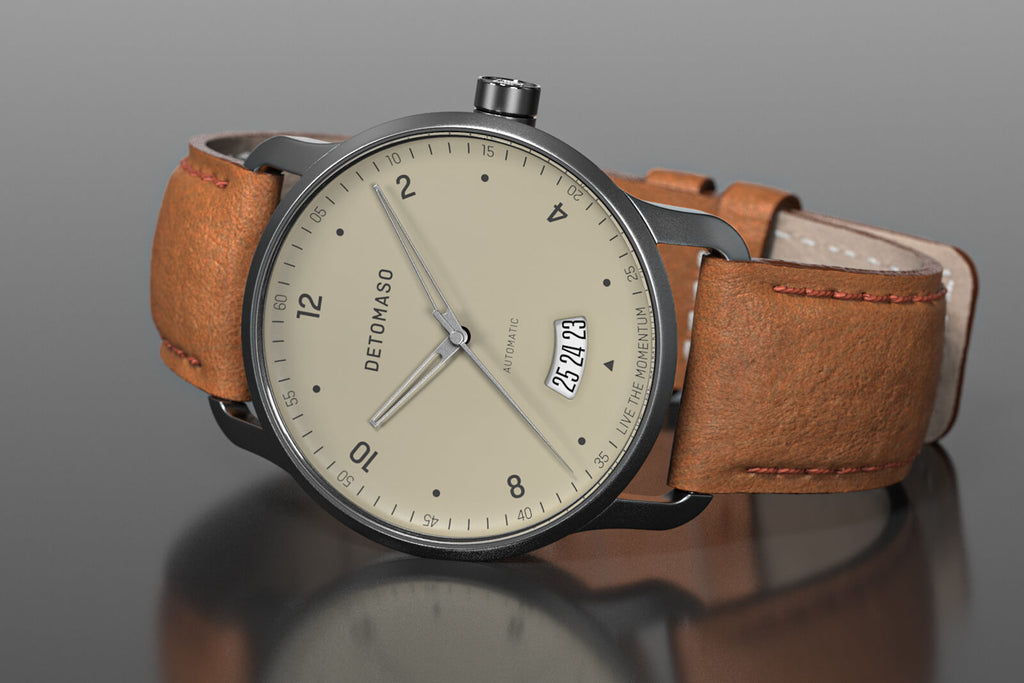 VIAGGIO AUTOMATIC IVORY - Leather Brown Classic - Detomaso Watches