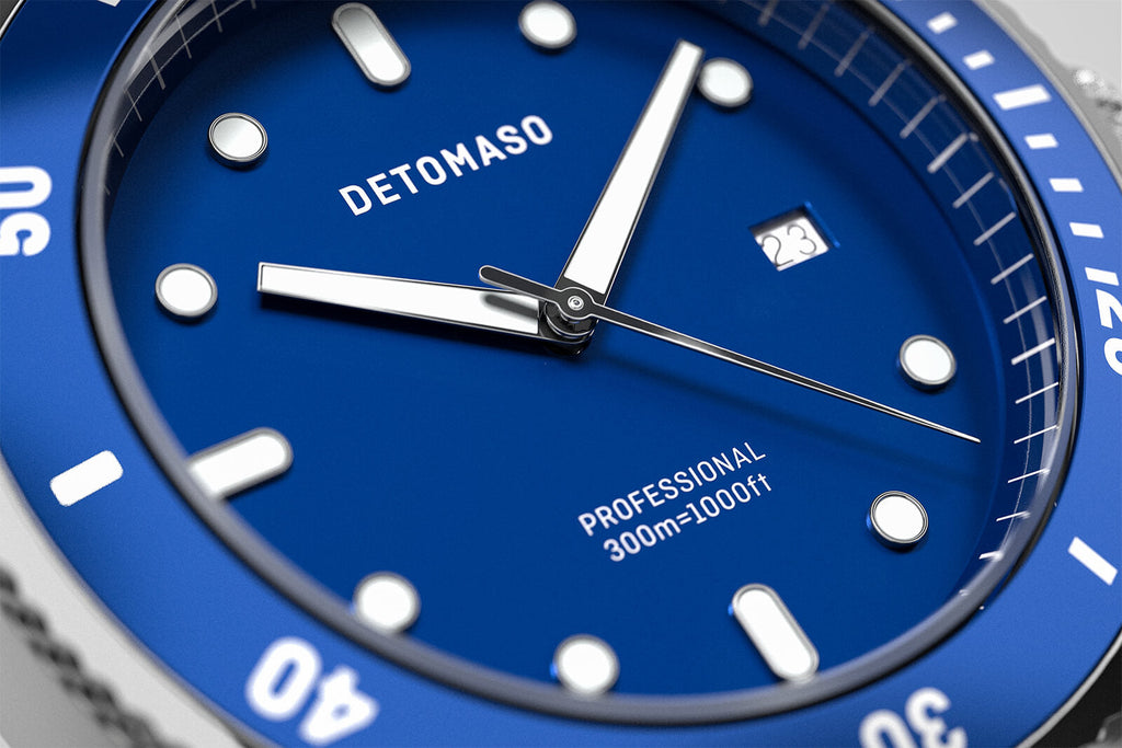 SAN REMO DIVER BLUE - Mesh Silver Brushed - Detomaso Watches