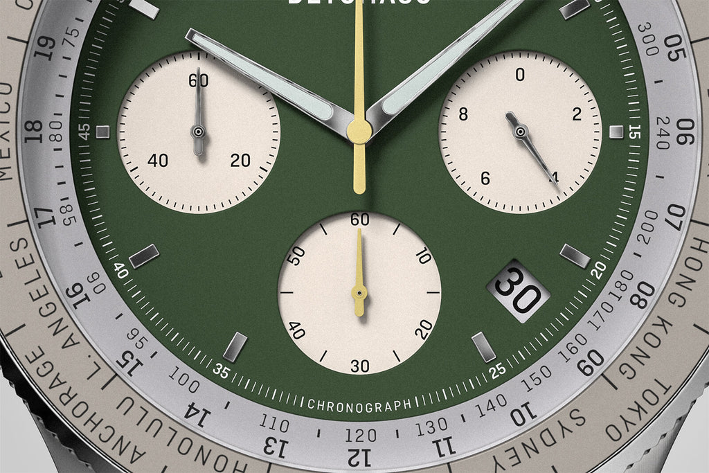 FIRENZE CHRONOGRAPH GREEN - Mesh Silver Brushed - Detomaso Watches