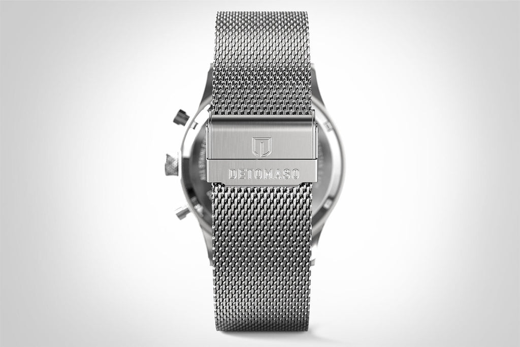 FIRENZE CHRONOGRAPH GREEN - Mesh Silver Brushed - Detomaso Watches