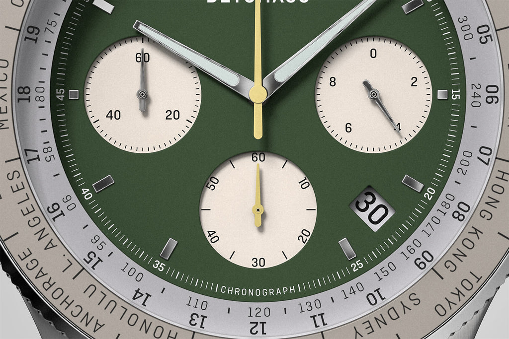 FIRENZE CHRONOGRAPH GREEN - Leather Green Ecru - Detomaso Watches