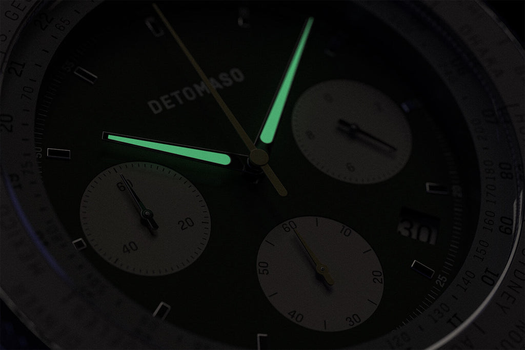 FIRENZE CHRONOGRAPH GREEN - Leather Green Ecru - Detomaso Watches