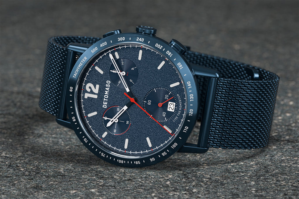 ADESSO CHRONOGRAPH LIMITED EDITION BLUE
 - Mesh Dark Blue Brushed - Detomaso Watches