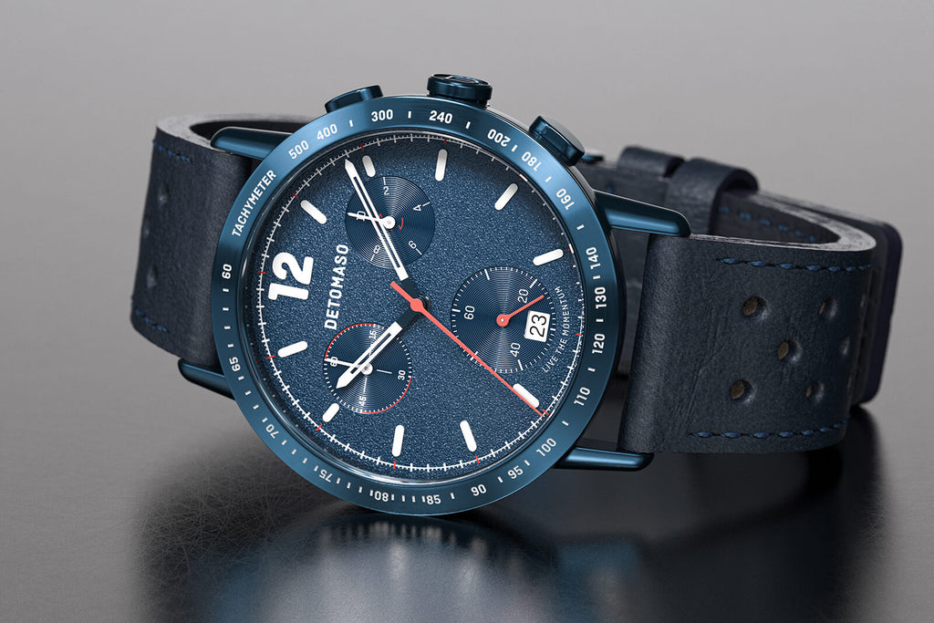ADESSO CHRONOGRAPH LIMITED EDITION BLUE
 - Leather Blue Racing - Detomaso Watches
