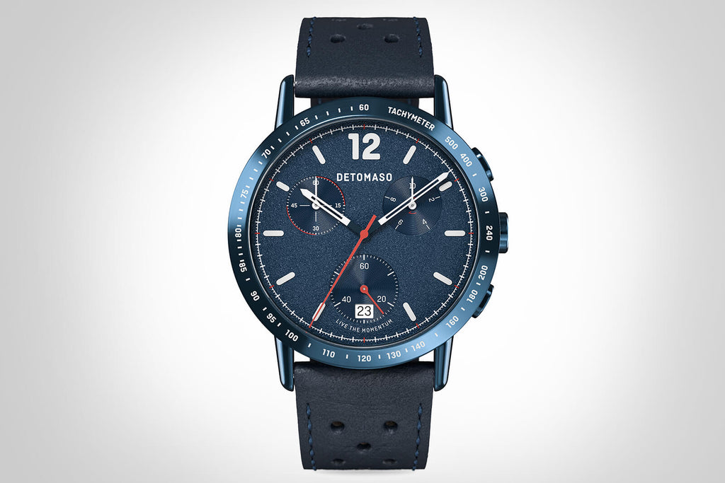 ADESSO CHRONOGRAPH LIMITED EDITION BLUE
 - Leather Blue Racing - Detomaso Watches