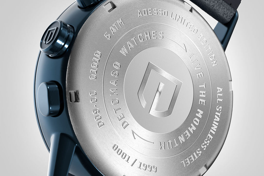 ADESSO CHRONOGRAPH LIMITED EDITION BLUE
 - Leather Blue Racing - Detomaso Watches