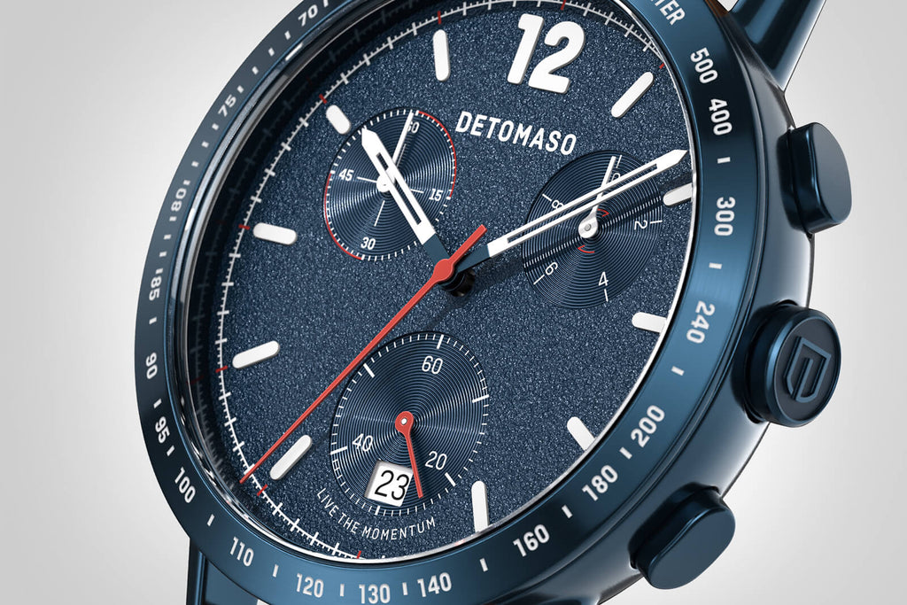 ADESSO CHRONOGRAPH LIMITED EDITION BLUE
 - Leather Light Brown Racing - Detomaso Watches