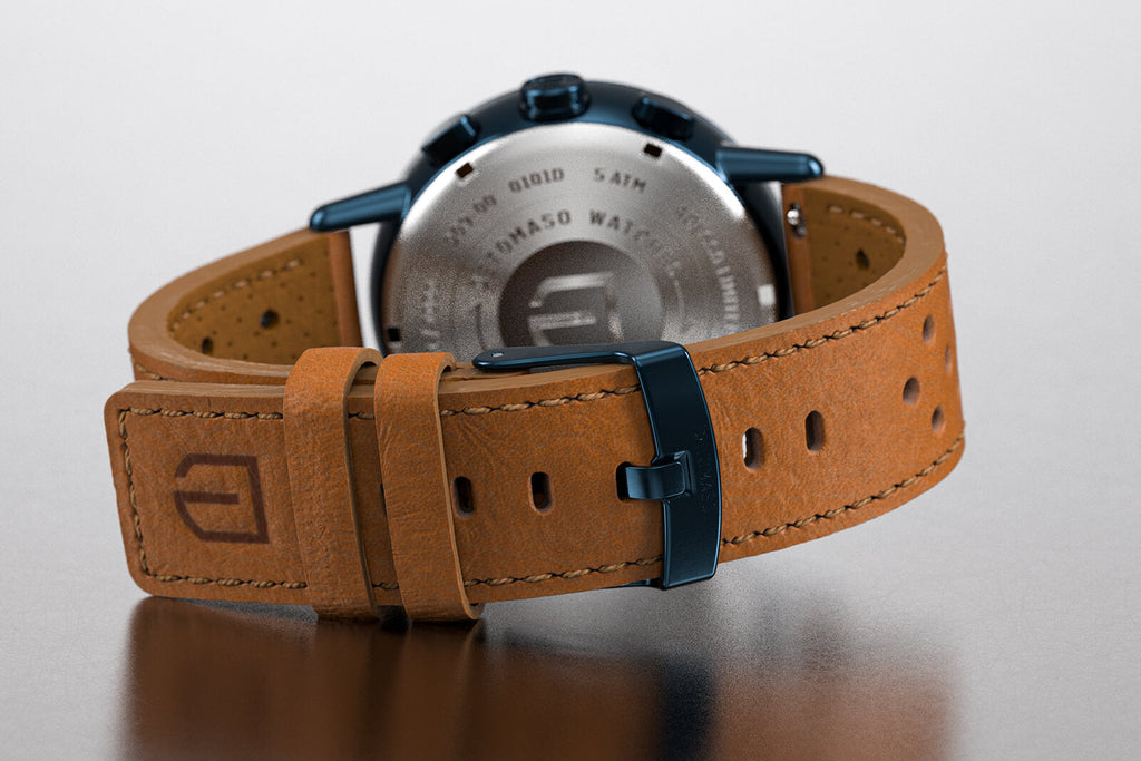 ADESSO CHRONOGRAPH LIMITED EDITION BLUE
 - Leather Light Brown Racing - Detomaso Watches