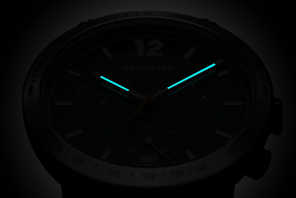 ADESSO CHRONOGRAPH LIMITED EDITION GREEN - Leather Light Brown Racing - Detomaso Watches