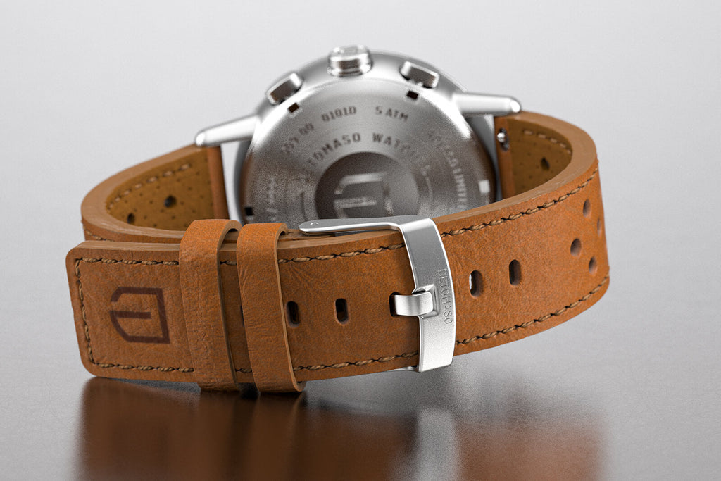 ADESSO CHRONOGRAPH LIMITED EDITION GREEN - Leather Light Brown Racing - Detomaso Watches