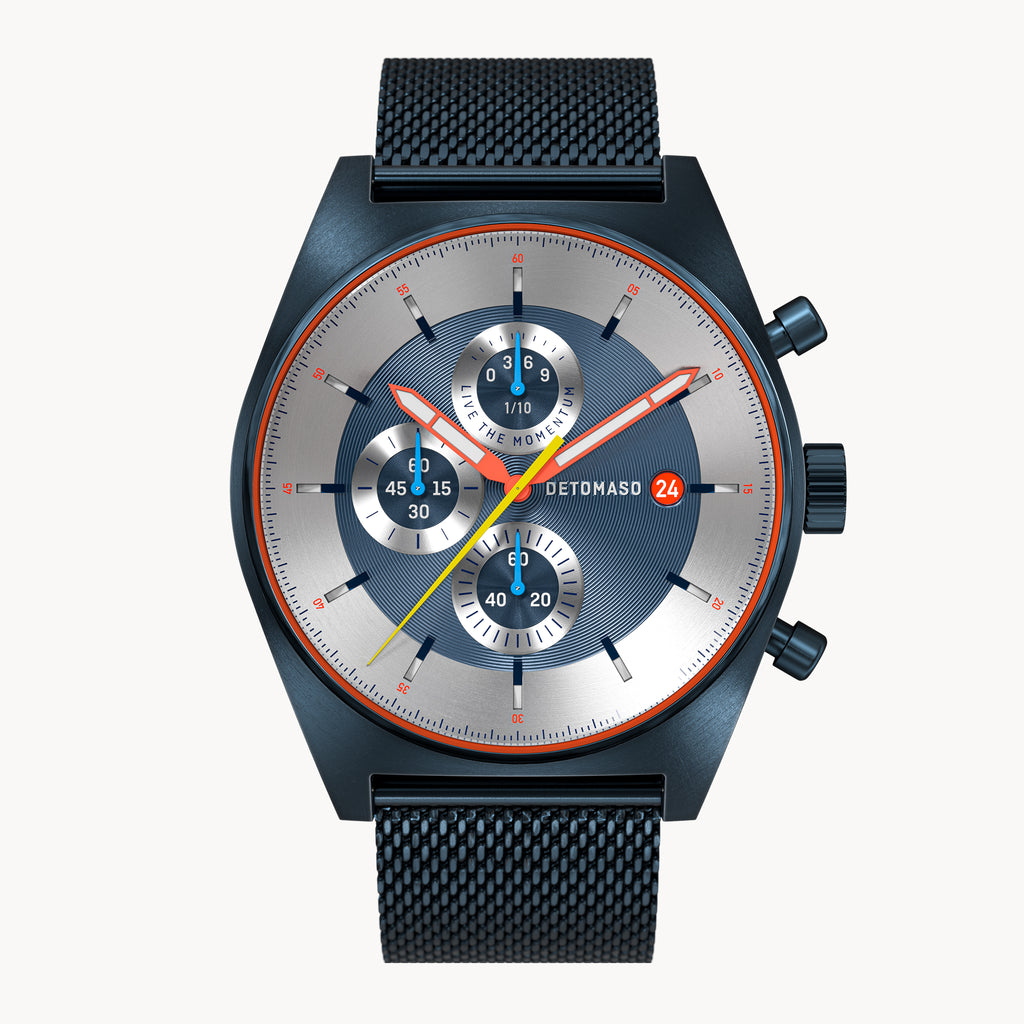 D10 CHRONOGRAPH LIMITED EDITION BLUE - Mesh Dark blue Brushed - Detomaso Watches