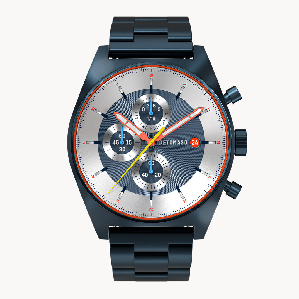 D10 CHRONOGRAPH LIMITED EDITION BLUE - Stainless steel Dark blue Brushed - Detomaso Watches