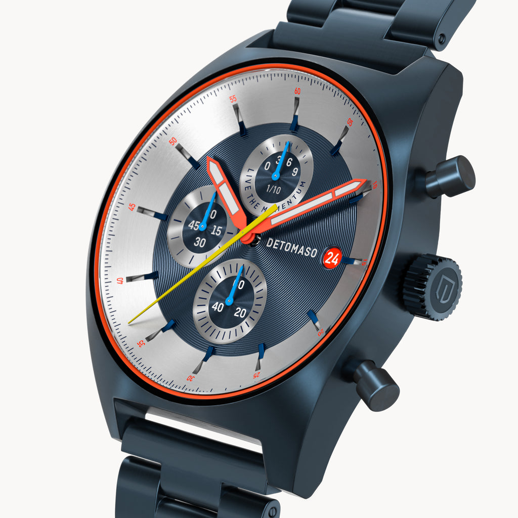 D10 CHRONOGRAPH LIMITED EDITION BLUE - Stainless steel Dark blue Brushed - Detomaso Watches
