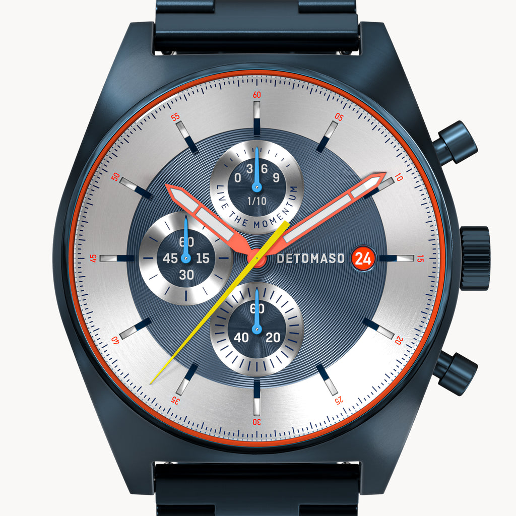 D10 CHRONOGRAPH LIMITED EDITION BLUE - Stainless steel Dark blue Brushed - Detomaso Watches