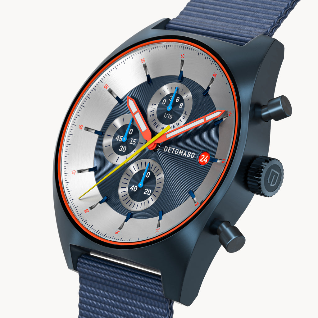 D10 CHRONOGRAPH LIMITED EDITION BLUE - Ocean Plastic Dark blue Woven - Detomaso Watches