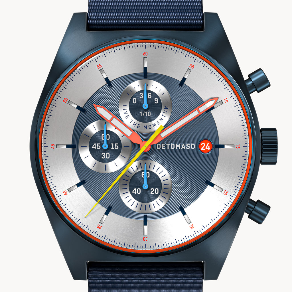 D10 CHRONOGRAPH LIMITED EDITION BLUE - Ocean Plastic Dark blue Woven - Detomaso Watches