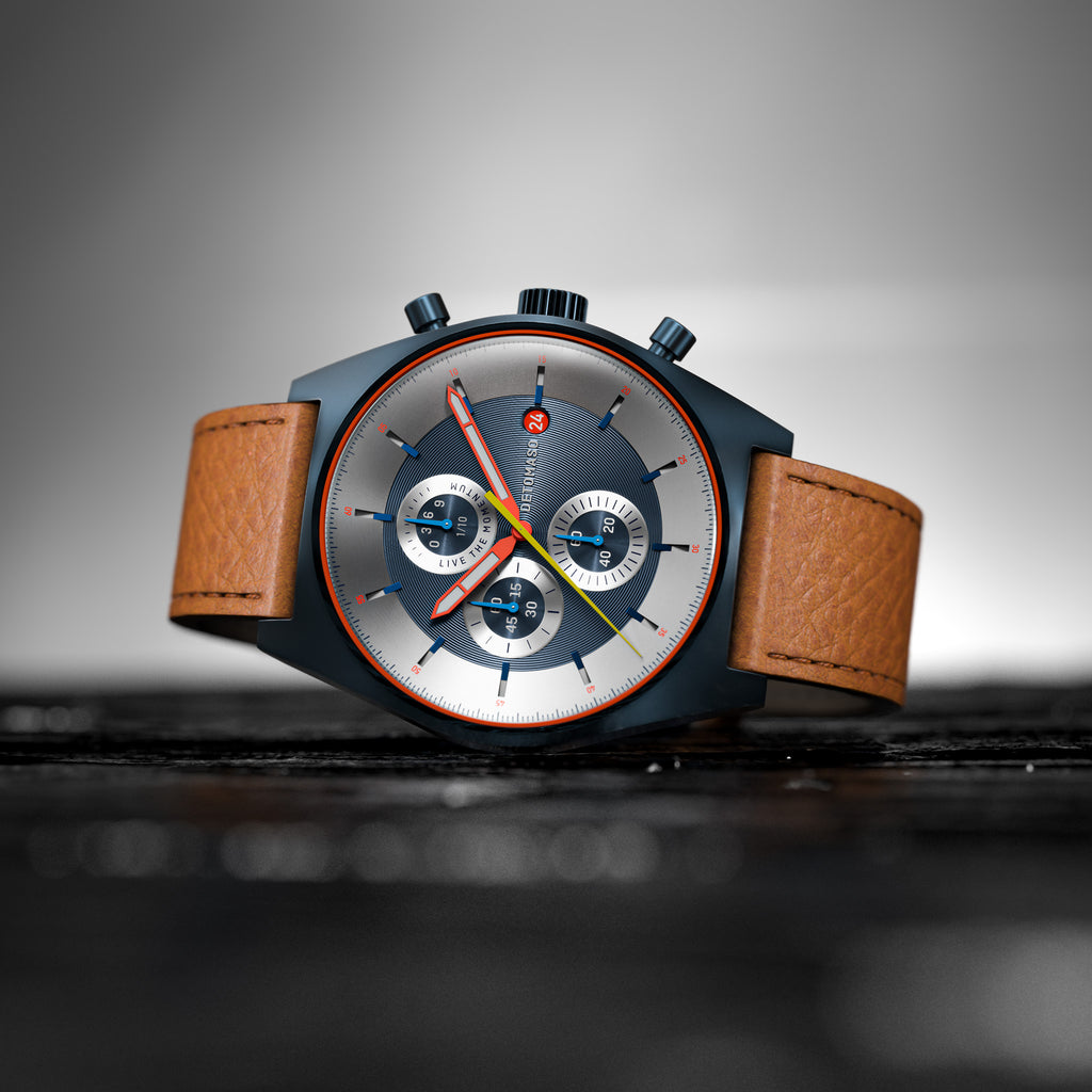 D10 CHRONOGRAPH LIMITED EDITION BLUE - Leather Brown Venere - Detomaso Watches