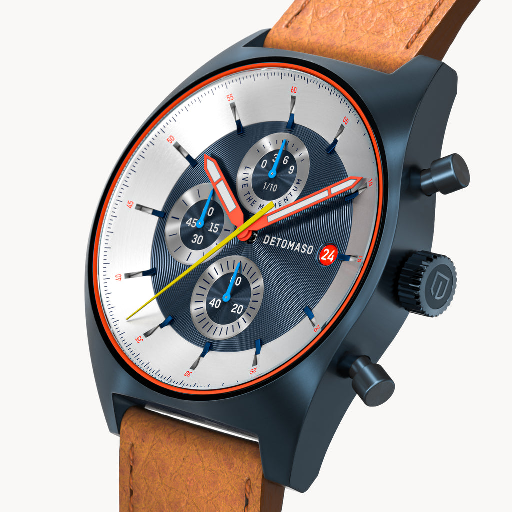 D10 CHRONOGRAPH LIMITED EDITION BLUE - Leather Brown Venere - Detomaso Watches