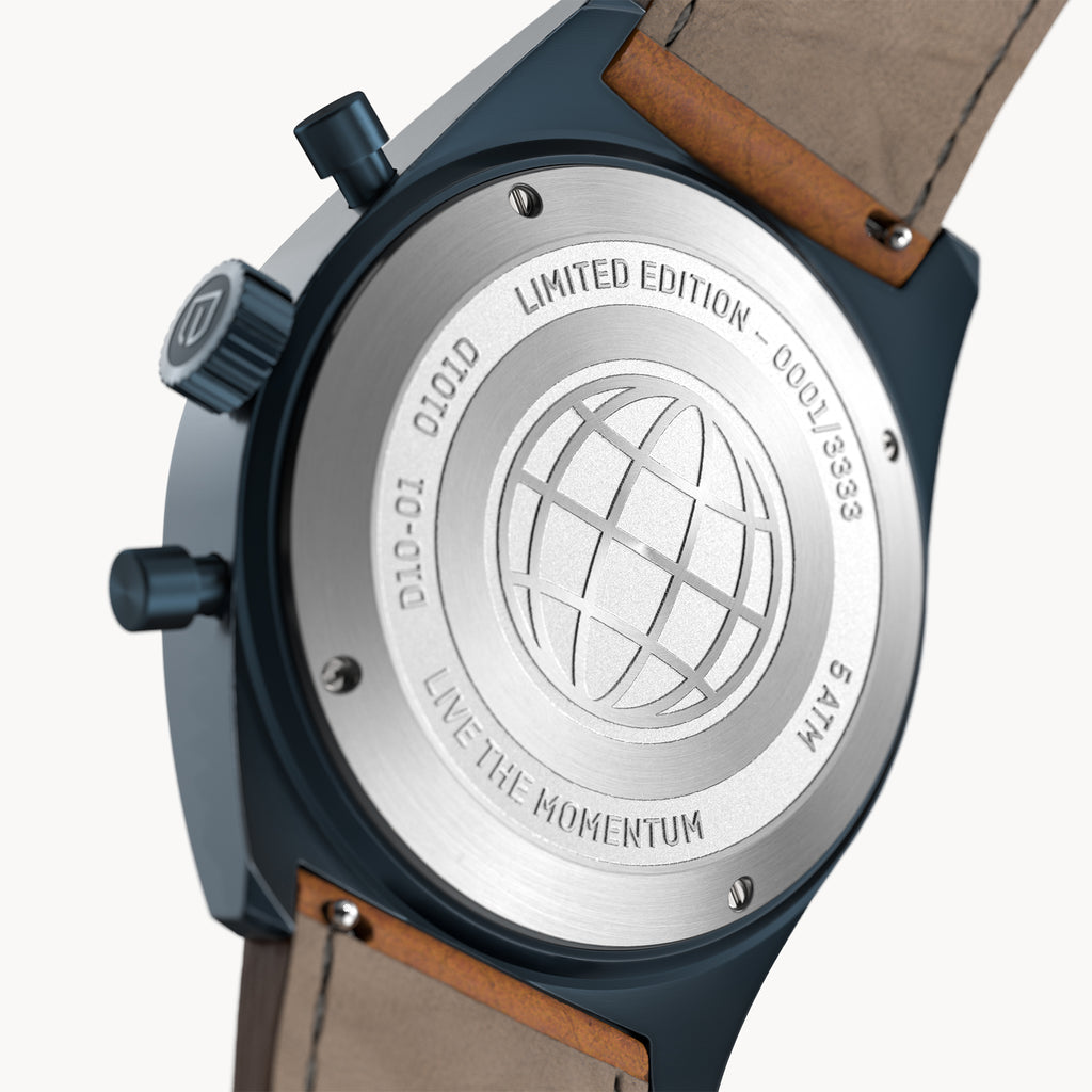 D10 CHRONOGRAPH LIMITED EDITION BLUE - Leather Brown Venere - Detomaso Watches