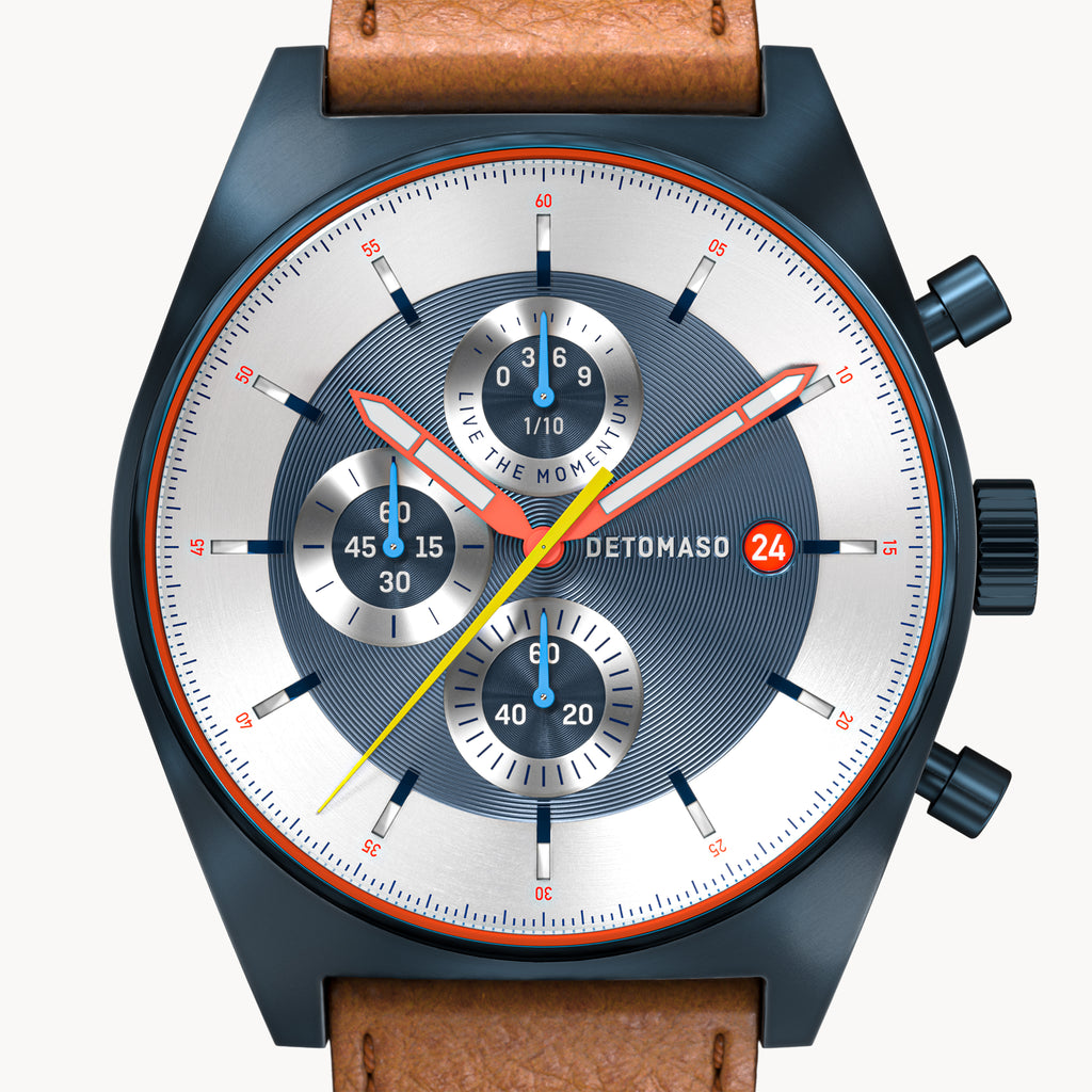 D10 CHRONOGRAPH LIMITED EDITION BLUE - Leather Brown Venere - Detomaso Watches