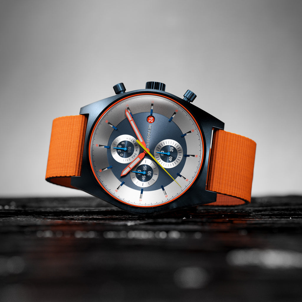 D10 CHRONOGRAPH LIMITED EDITION BLUE - Ocean Plastic Orange Woven - Detomaso Watches