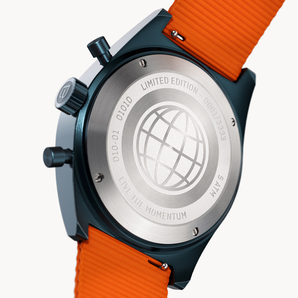 D10 CHRONOGRAPH LIMITED EDITION BLUE - Ocean Plastic Orange Woven - Detomaso Watches