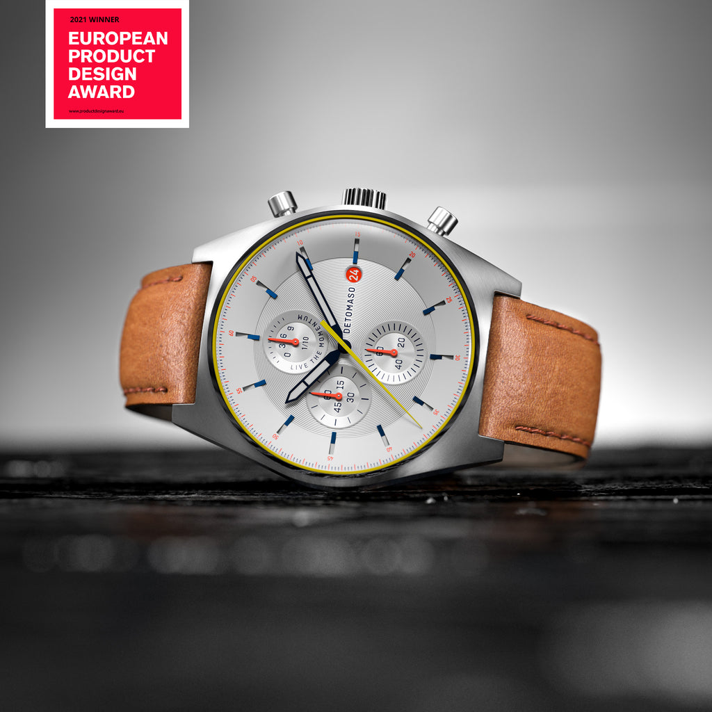 D10 CHRONOGRAPH LIMITED EDITION WHITE - Leather Brown Classic - Detomaso Watches