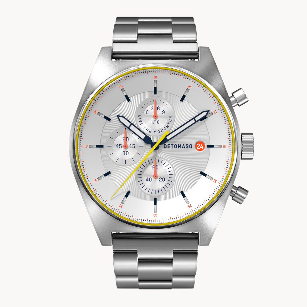 D10 CHRONOGRAPH LIMITED EDITION WHITE - Stainless steel Silver Brushed - Detomaso Watches