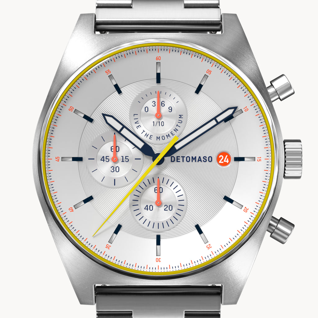 D10 CHRONOGRAPH LIMITED EDITION WHITE - Stainless steel Silver Brushed - Detomaso Watches