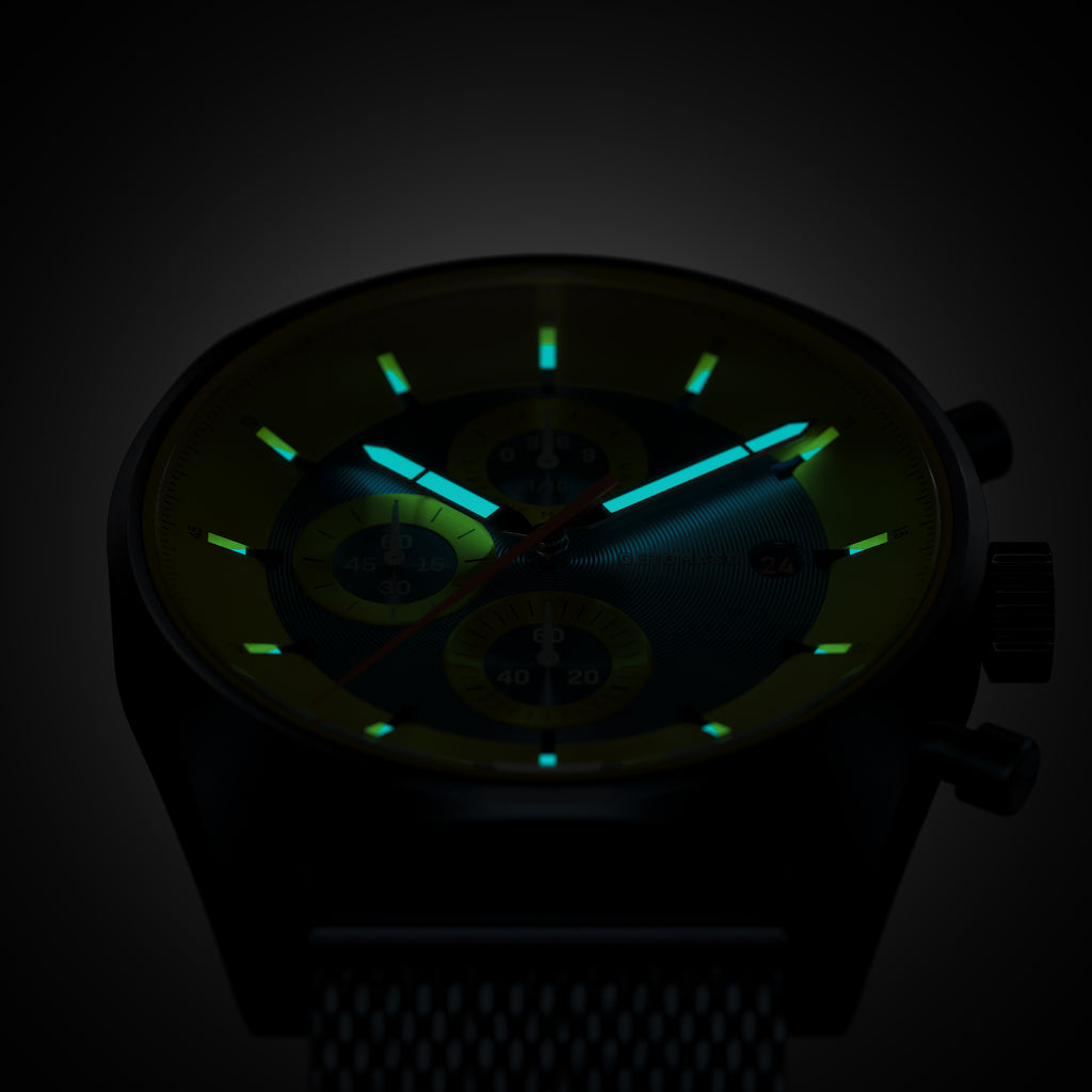 D10 CHRONOGRAPH LIMITED EDITION BLUE YELLOW - Mesh Dark blue Brushed - Detomaso Watches