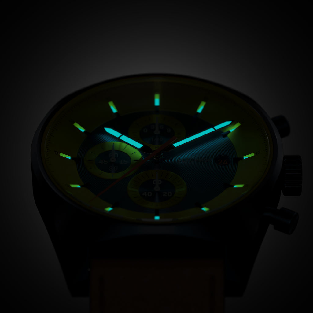 D10 CHRONOGRAPH LIMITED EDITION BLUE YELLOW - Leather Brown Venere - Detomaso Watches