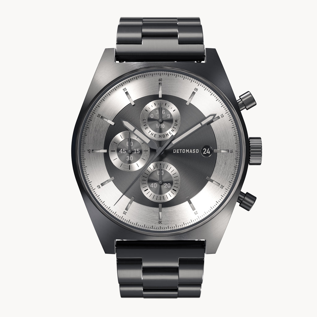 D10 CHRONOGRAPH MONOCROMO - Stainless Steel Gray Brushed - Detomaso Watches
