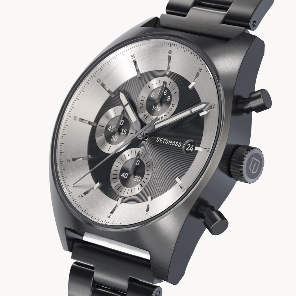 D10 CHRONOGRAPH MONOCROMO - Stainless Steel Gray Brushed - Detomaso Watches