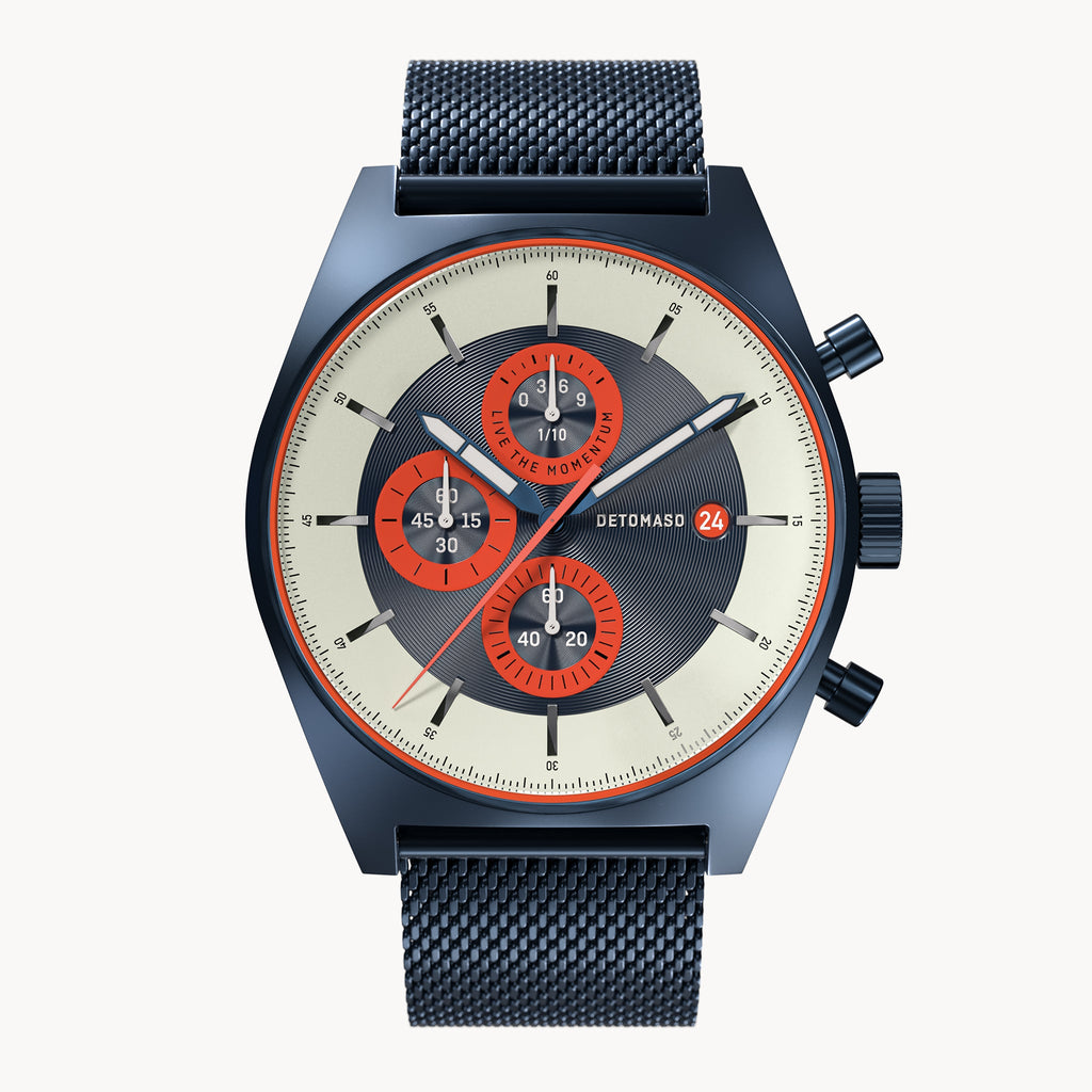 D10 CHRONOGRAPH LIMITED EDITION NOTTURNO BLU - Mesh Blue Matte - Detomaso Watches