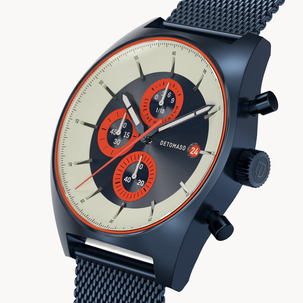 D10 CHRONOGRAPH LIMITED EDITION NOTTURNO BLU - Mesh Blue Matte - Detomaso Watches
