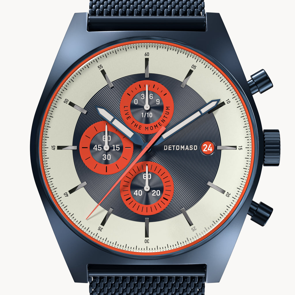 D10 CHRONOGRAPH LIMITED EDITION NOTTURNO BLU - Mesh Blue Matte - Detomaso Watches