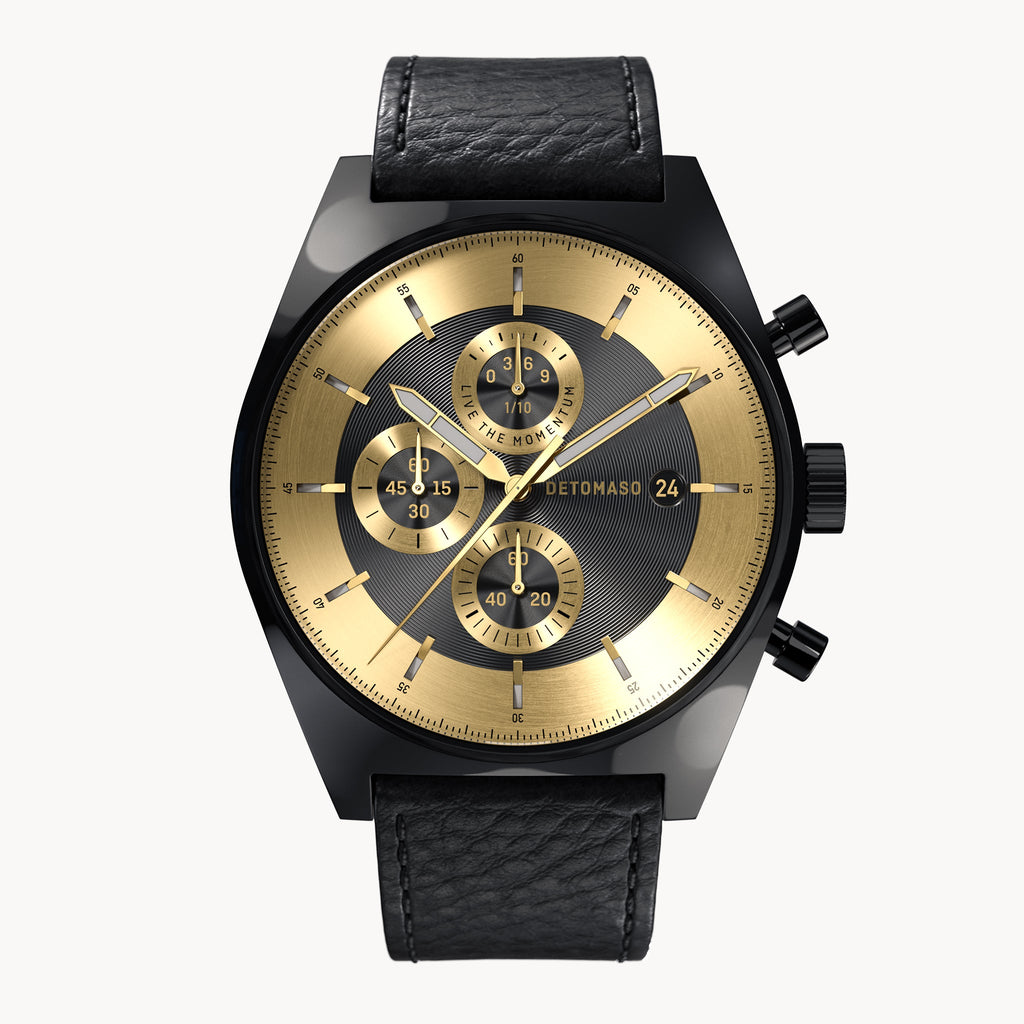 D10 CHRONOGRAPH NOBILE NERO - Leather Black Venere - Detomaso Watches