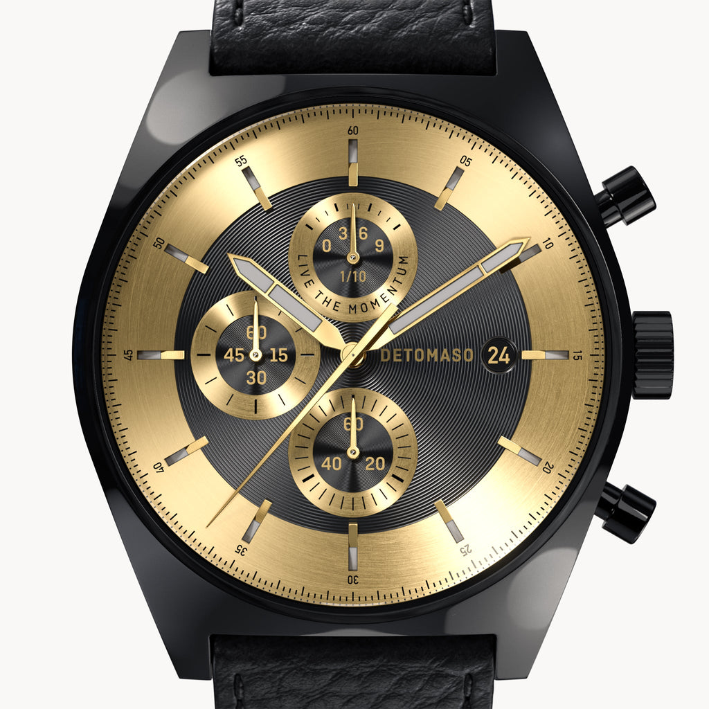 D10 CHRONOGRAPH NOBILE NERO - Leather Black Venere - Detomaso Watches