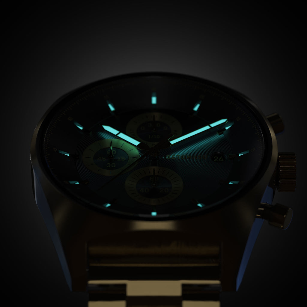 D10 CHRONOGRAPH NOBILE NERO - Stainless Steel Black Glossy - Detomaso Watches