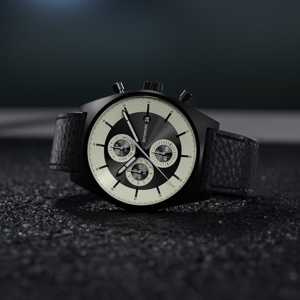 D10 CHRONOGRAPH LIMITED EDITION NOTTURNO NERO - Leather Black Venere - Detomaso Watches