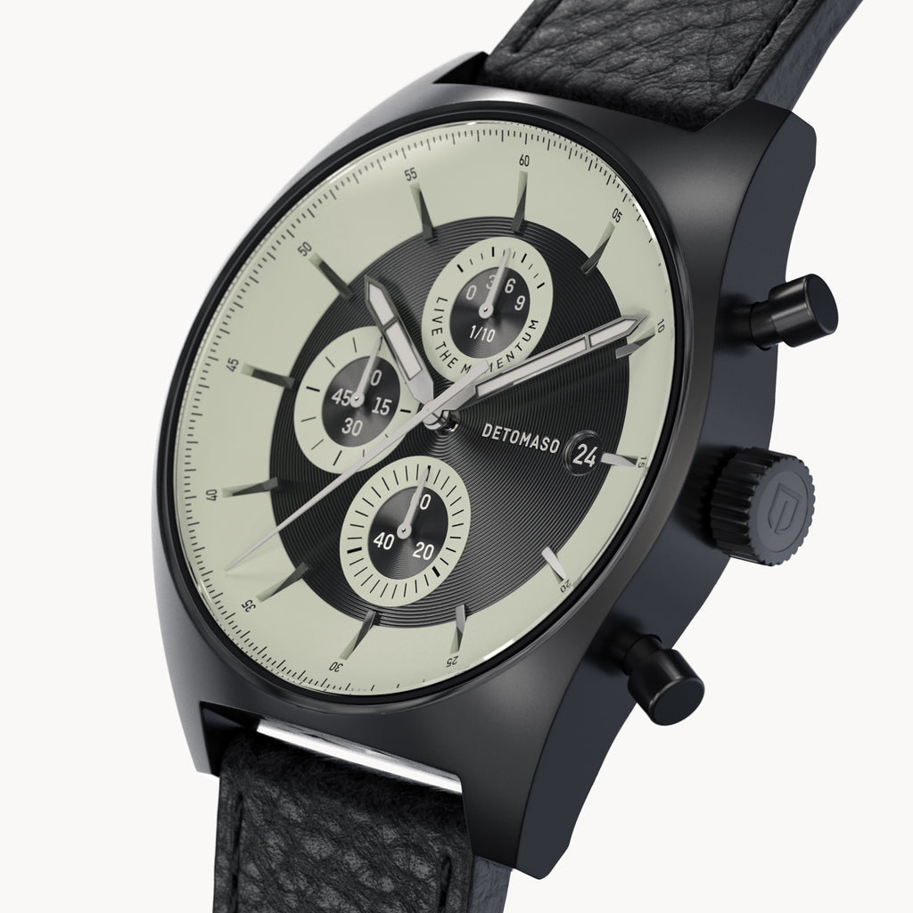 D10 CHRONOGRAPH LIMITED EDITION NOTTURNO NERO - Leather Black Venere - Detomaso Watches