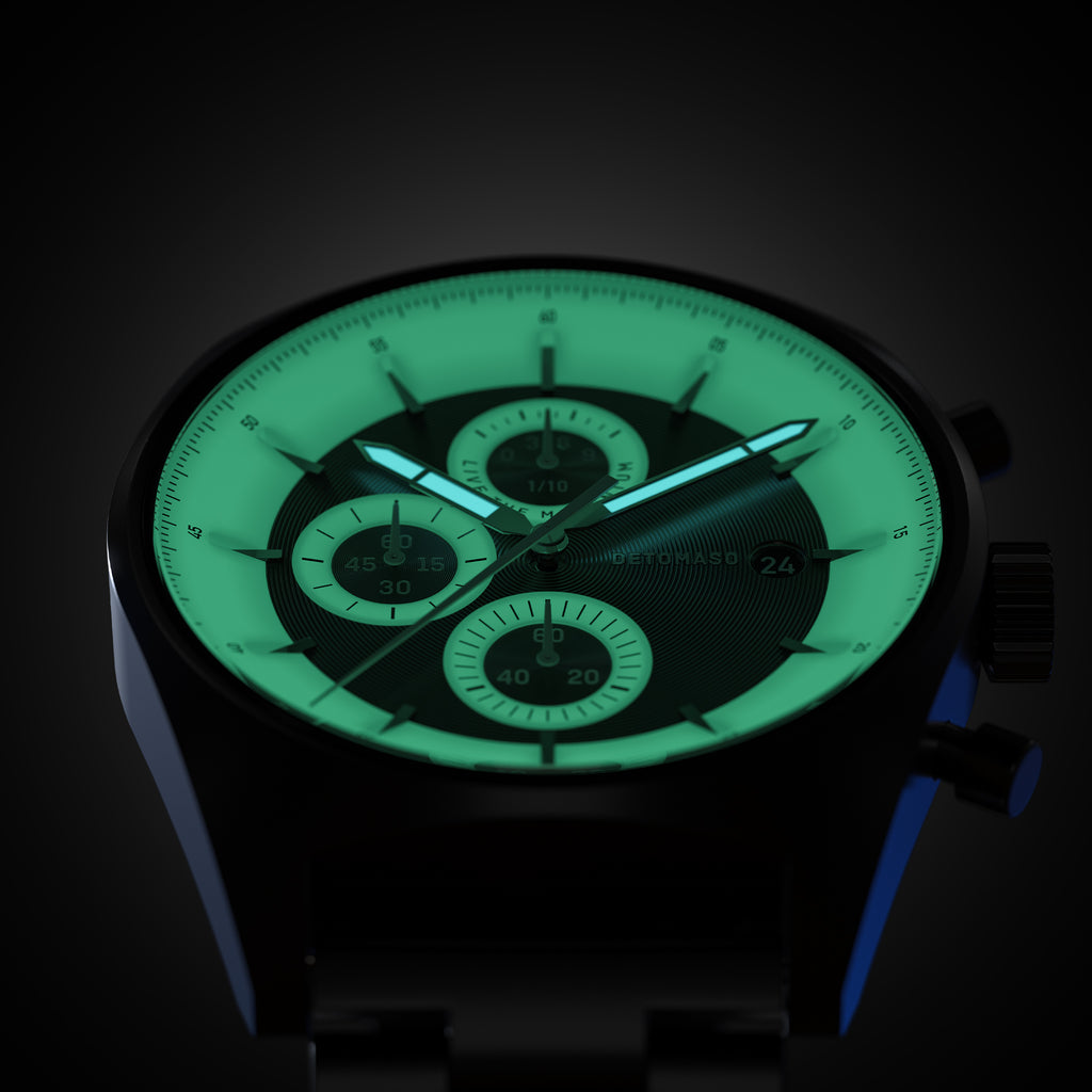 D10 CHRONOGRAPH LIMITED EDITION NOTTURNO NERO - Leather Black Venere - Detomaso Watches