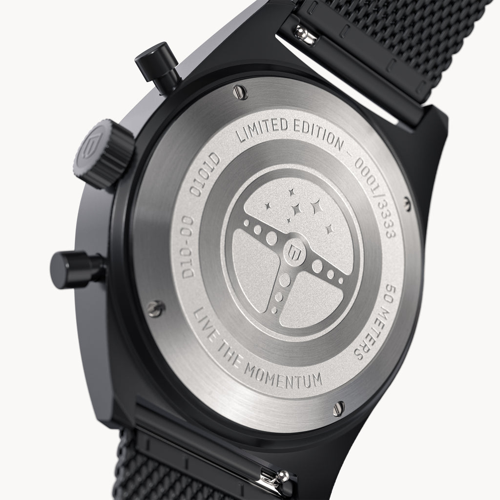 D10 CHRONOGRAPH LIMITED EDITION NOTTURNO NERO - Mesh Black Matte - Detomaso Watches
