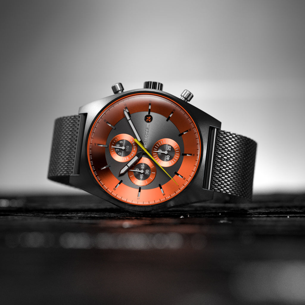 D10 CHRONOGRAPH GRAY ORANGE - Mesh Gray Brushed - Detomaso Watches