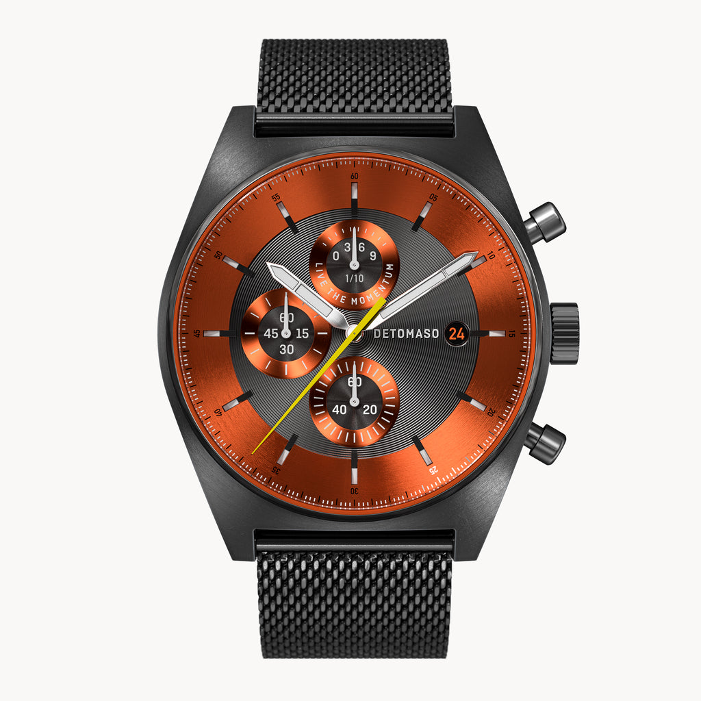 D10 CHRONOGRAPH GRAY ORANGE - Mesh Gray Brushed - Detomaso Watches