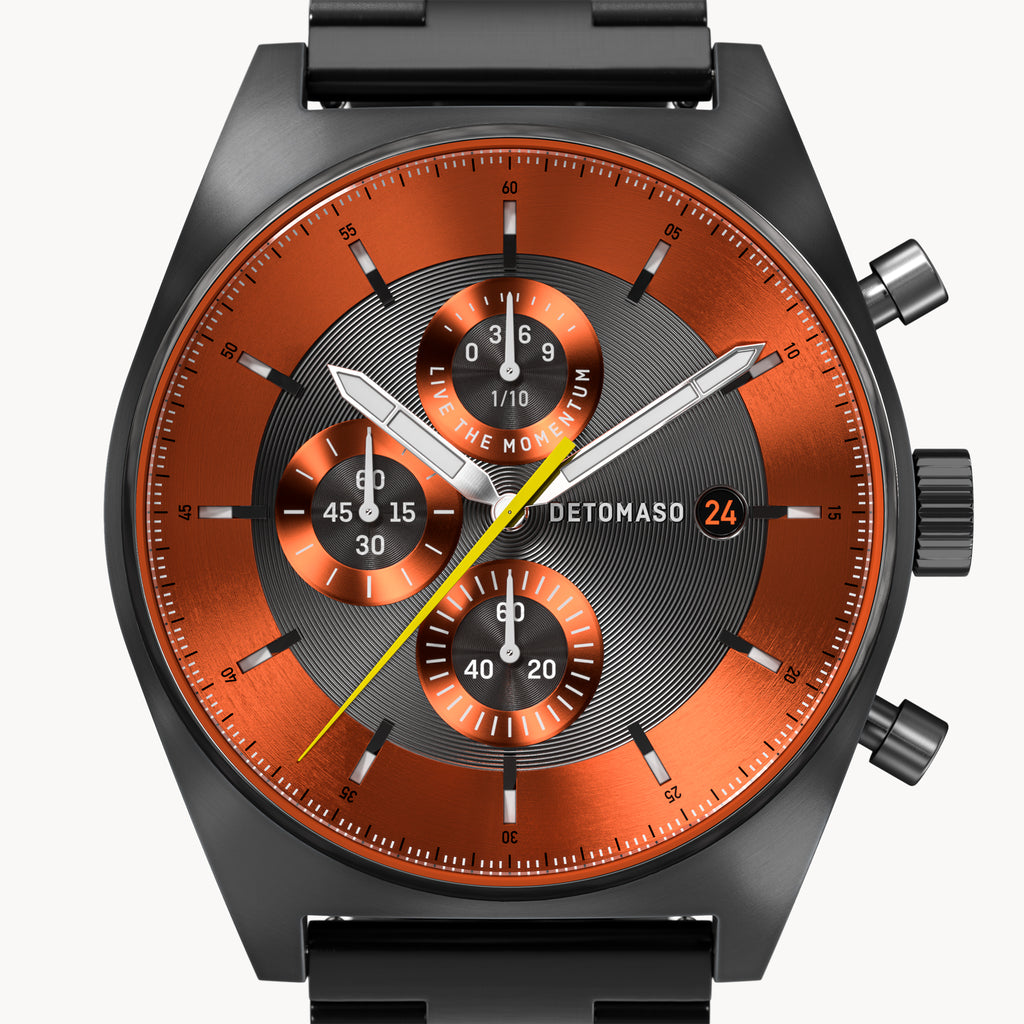 D10 CHRONOGRAPH GRAY ORANGE - Stainless steel Gray Brushed - Detomaso Watches