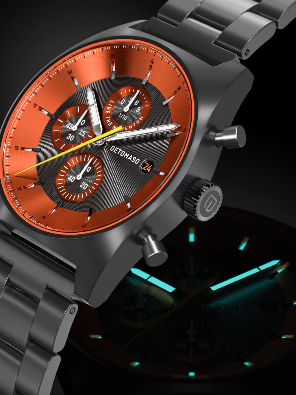 D10 CHRONOGRAPH GRAY ORANGE Stainless steel Gray Matte Brushed